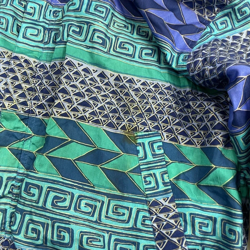 VTG Kim Rogers Colorful 100% Silk Windbreaker Jacket Size PS SP Geometric Aztec